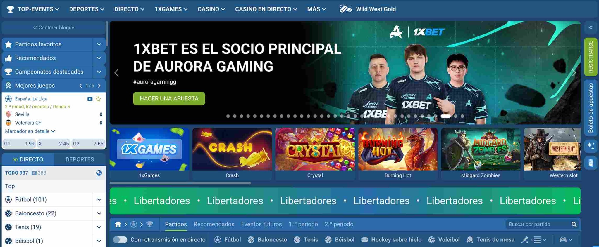 plataforma 1xBet en español con apuestas deportivas y casino online